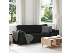Sofá 3 Plazas | Sofá De Salón | Sofá De Descanso Tela Negro 220x77x82 Cm
