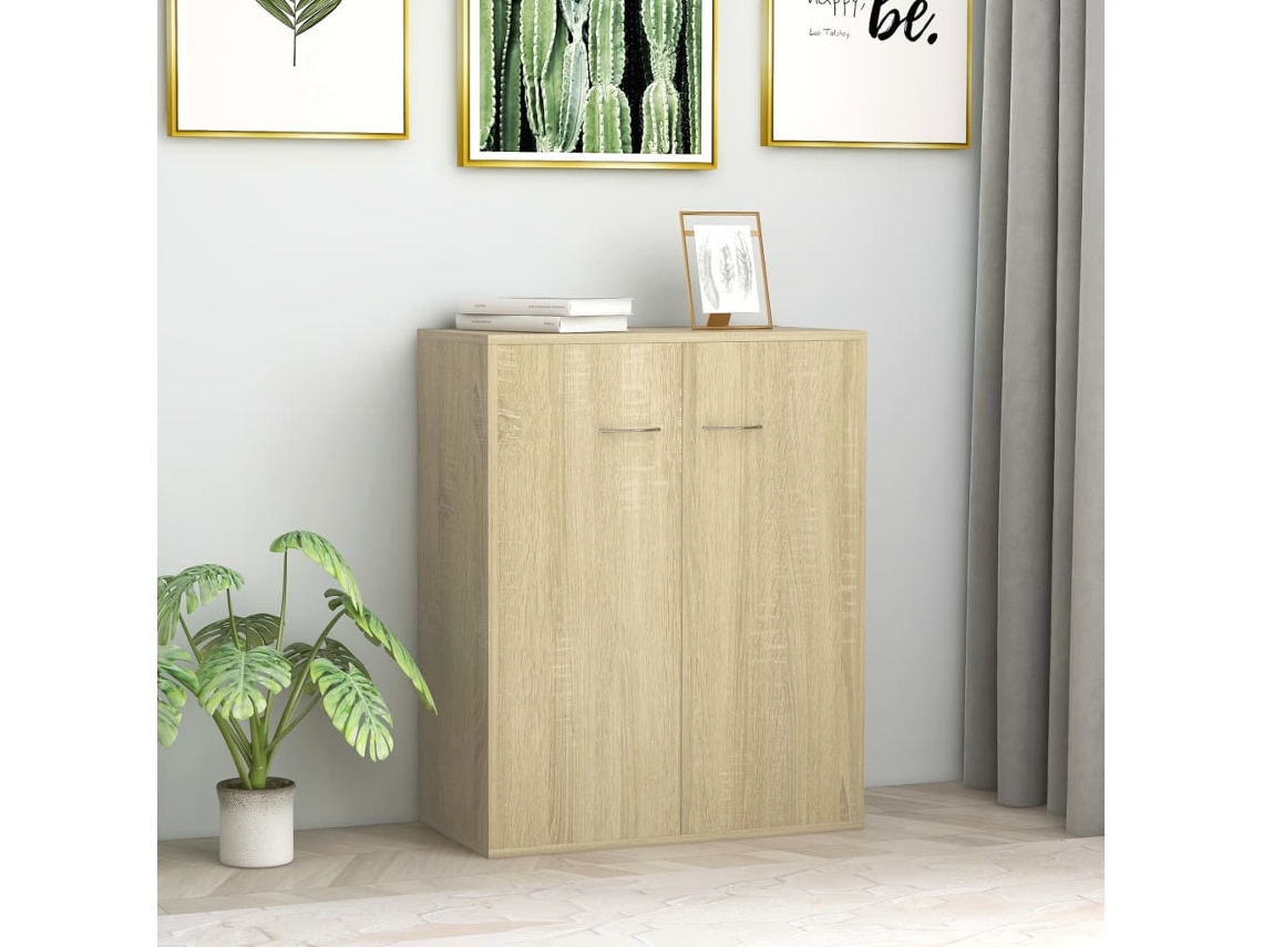 Aparador De Madera Contrachapada Color Roble Sonoma 60x30x75 Cm