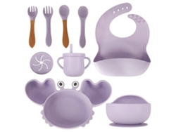 Juego De Cubiertos Infantiles Con Estampado De Cangrejo Morado.
