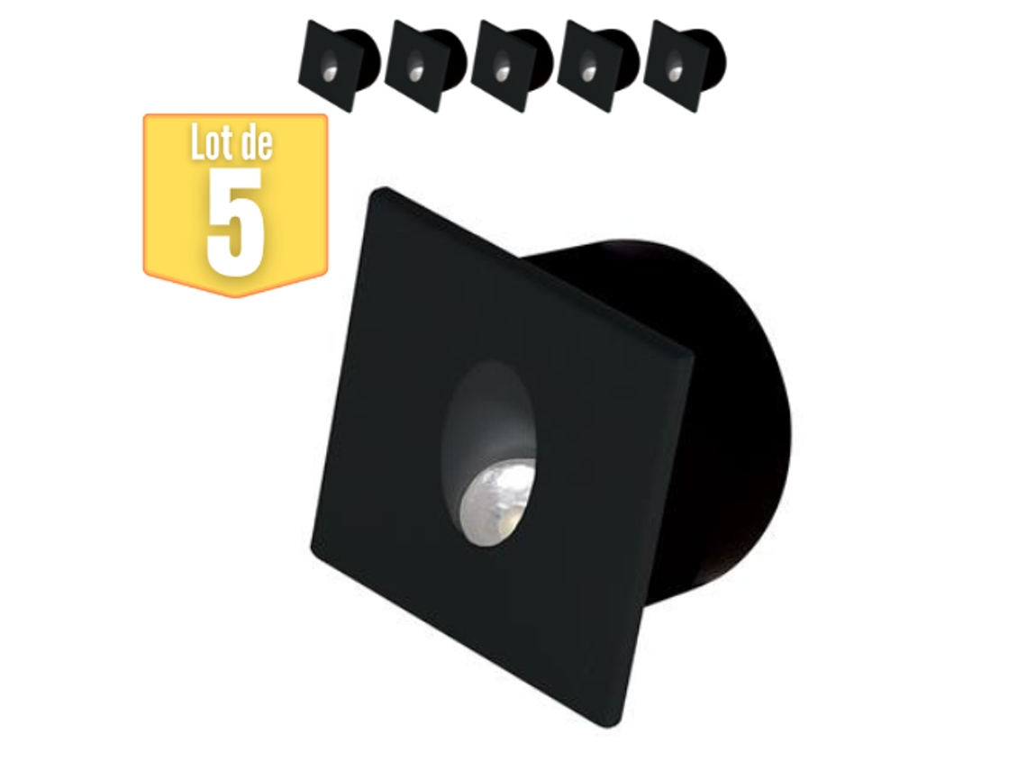 Conjunto de 5 paredes cuadradas negras 3W 4000K paredes cuadradas HOROZ ELECTRIC