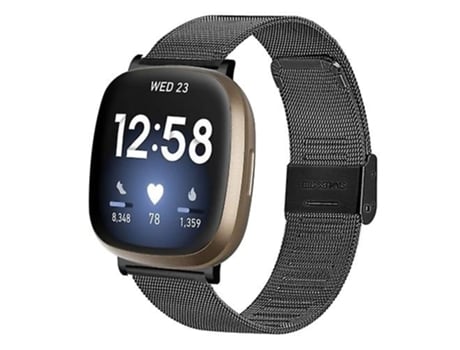 Correa De Reloj Inteligente Correa De Reloj De Metal Con Hebilla Para Fitbit Versa 3 / Sense Milan Negro VENISYMLIS