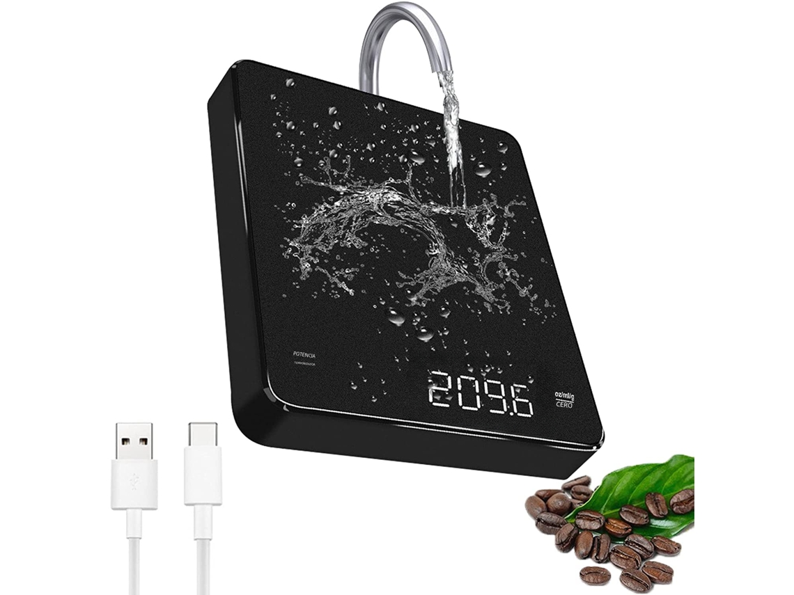 Báscula de cocina inteligente con LED, precisión de 3 kg/0,1 g, con función de espejo, base y báscula electrónica. Mdug