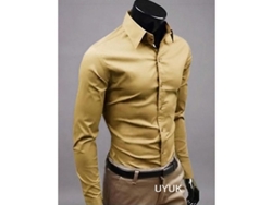 2026-camisas De Lujo Para Hombre Casual Slim Fit Cuello Redondo Manga Larga Verano Otoño L Caqui