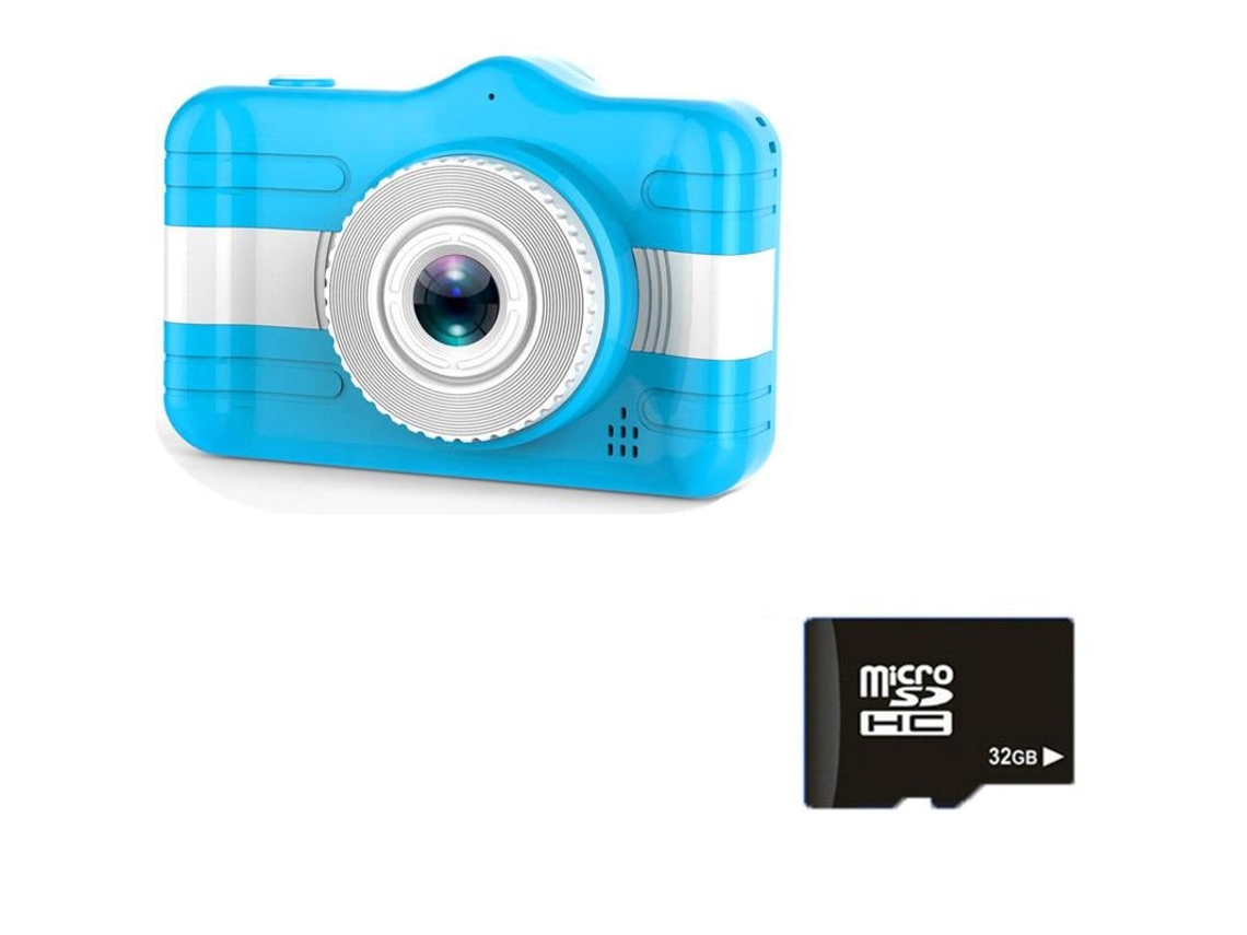 SZSMART Cámara digital para niños de dibujos animados lindos de 3,5 pulgadas (azul - tarjeta SD)