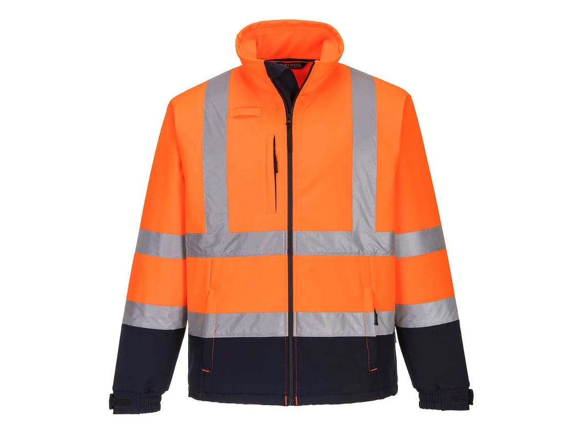 Chaqueta Softshell De Alta Visibilidad Contrast - Comodidad Y Seguridad Naranja Marino / Xl