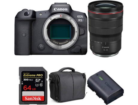 Kit Cámara CANON EOS R5 RF 15-35mm f/2.8L IS USM + SanDisk 64 GB + Batería + Bolsa (Full-Frame)