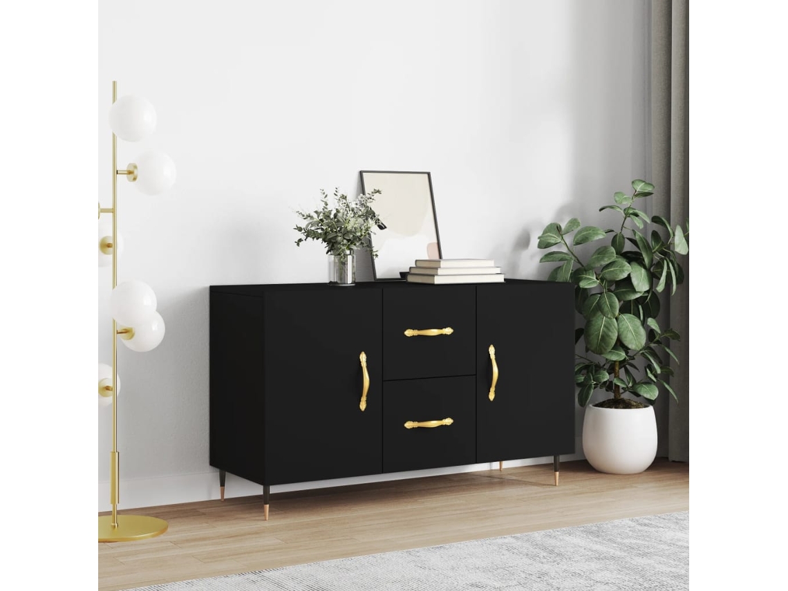 Aparador De Madera De Ingeniería Negro 100x36x60 Cm