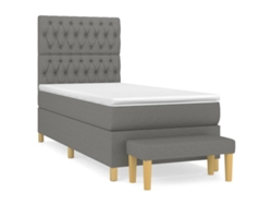 Maison Exclusive - Cama Box Spring Con Colchón Tela Gris Oscuro 90x200 Cm