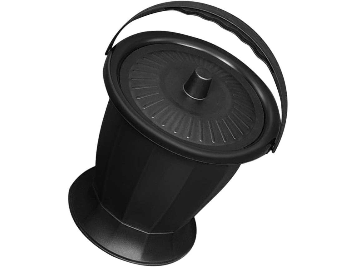 Orinal Portátil Para Adultos De Plástico Pp Resistente Con Tapa Negra, Bacinilla Compacta Y Ligera