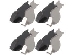 8 Ganchos Adhesivos De Pared De Acero Inoxidable, Impermeables Y Resistentes, Juego De 8 Con Forma De Gato.