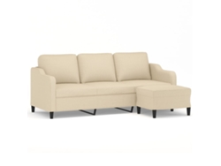 Maison Exclusive - Sofá De 3 Plazas Con Taburete De Tela Crema 180 Cm