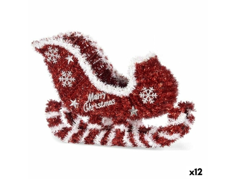 Figura Decorativa Trineo Espumillón Blanco Rojo Polipropileno PET 32,5 x 23 x 12 cm (12 Unidades)