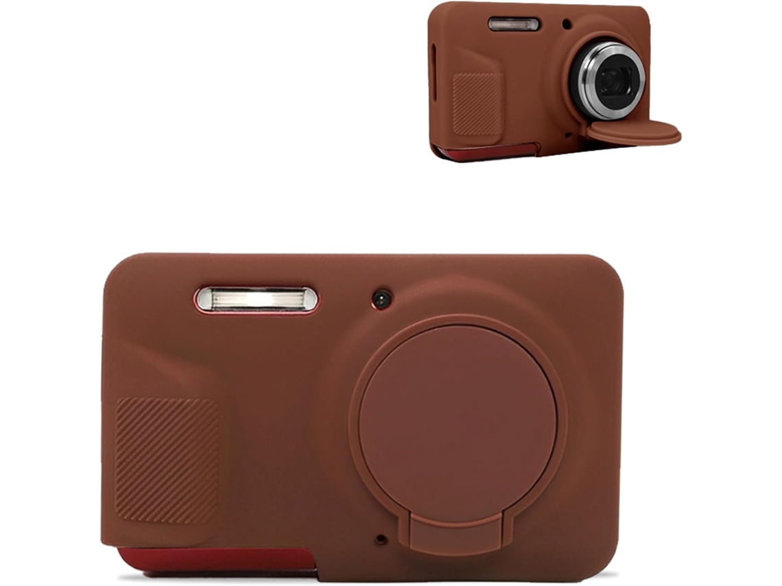 Funda de silicona para Kodak Pixpro Fz55 con tapa de lente extraíble, marrón GERTIZ