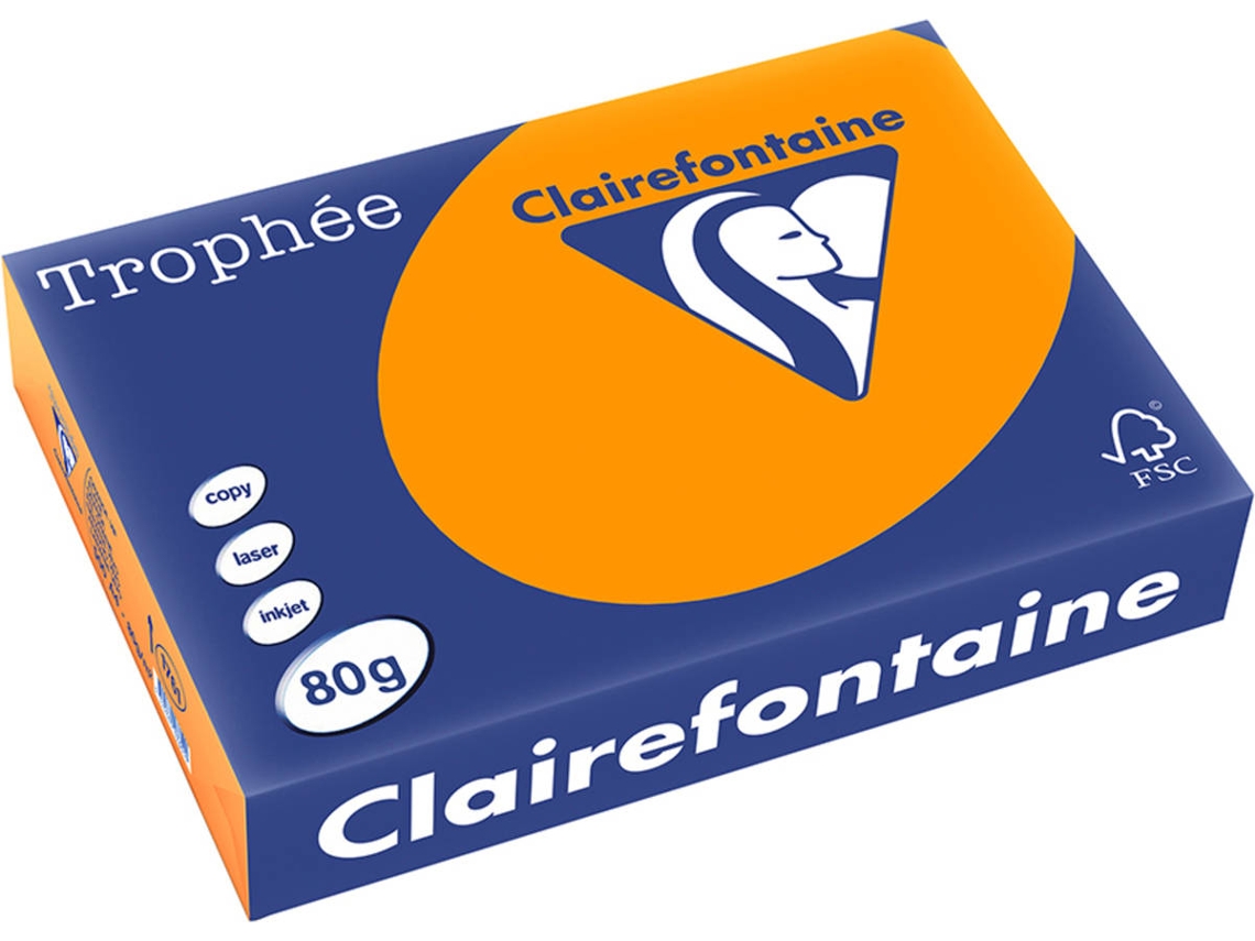 Papel CLAIREFONTAINE Copia, láser y chorro de tinta Trophée A4 80 gsm (500 Hojas - Naranja )