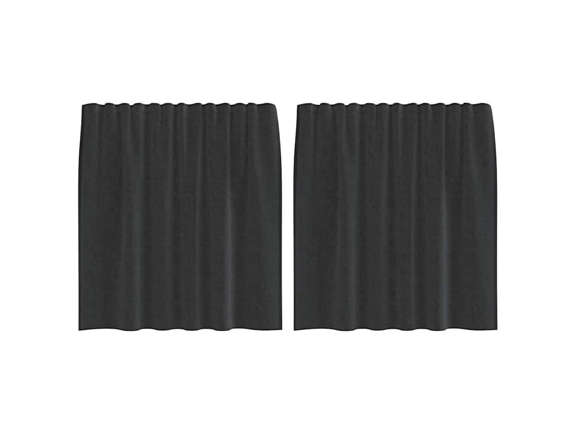 Maison Exclusive - Cortinas De Gasa Con Bolsillos Para Varillas 2 Uds. Negro
