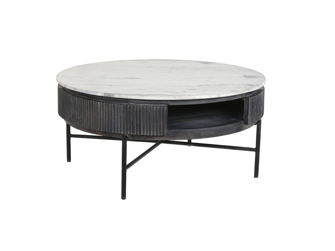 Mesa Centro Mango Marmol Negro 90x90x42cm