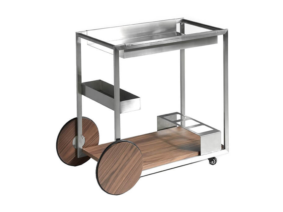 Carrito minibar ANGEL CERDÁ S.L. 3116 (Marrón - MDF, Madera, Acero Inoxidable - 91 x 38 x 74 cm)