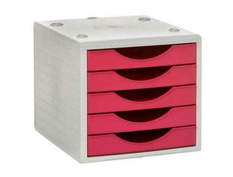 Archivador Modular Archivo 2000 ArchivoTec Serie 4000 Fucsia 5 cajones Din A4 Gris (34 x 27 x 26 cm)