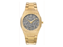 Reloj De Cuarzo Para Hombre (gris Dorado) Con Hojas En Relieve.