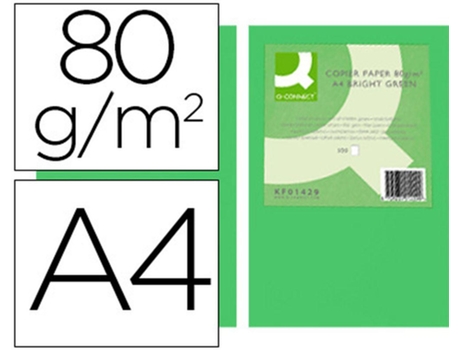 Papel Color Q Connect Din A4 80Gr Verde Intenso Pack De 500 Hojas