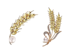 2 Broches De Espiga De Trigo Para Mujer Con Cristales De Diamantes De Imitación Dorados - Elegantes Y Personalizados Para Mujer