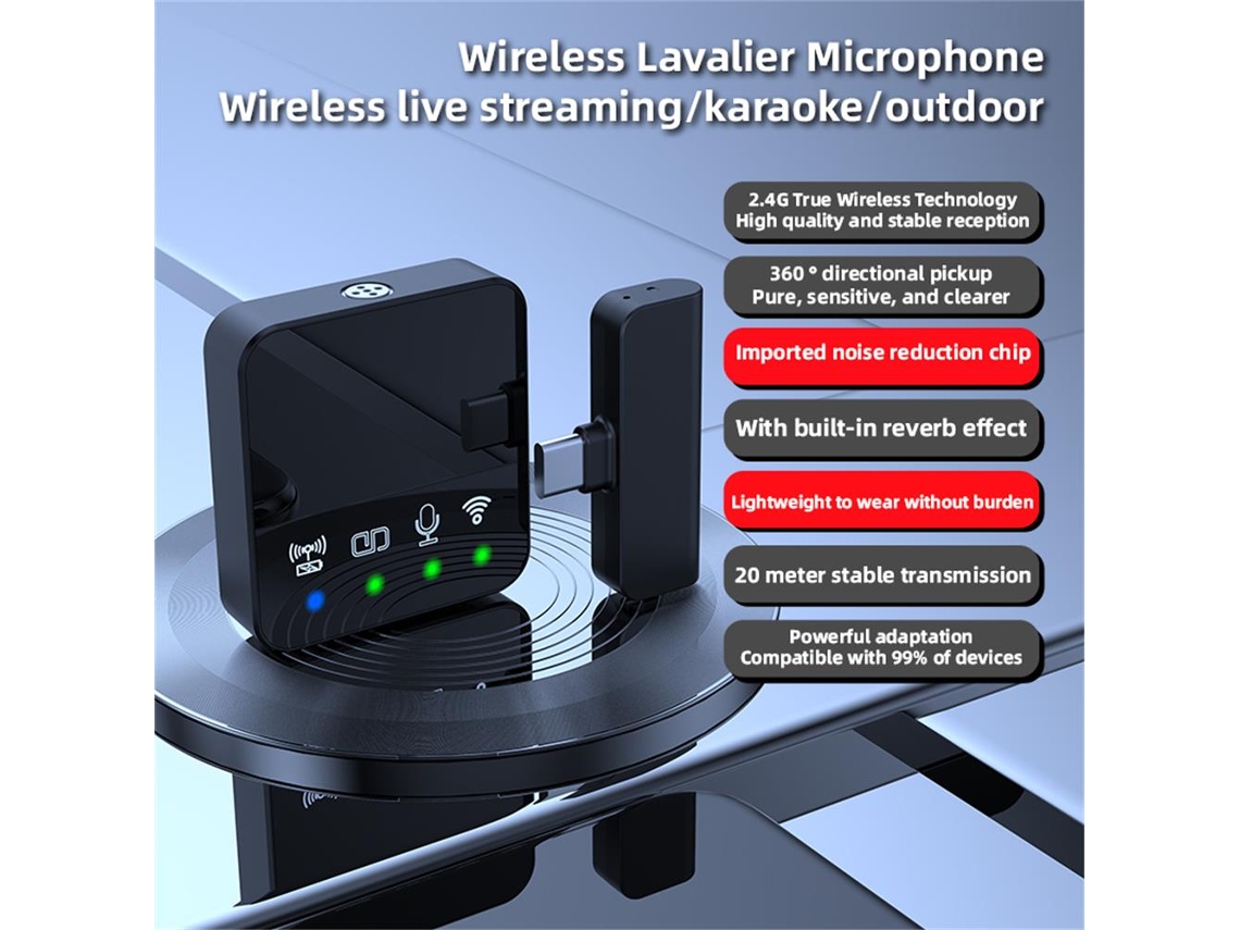 Micrófono Lavalier Inalámbrico Con Cancelación De Ruido Para Streaming En Vivo, Grabación De Video Y Entrevistas Al Aire Libre