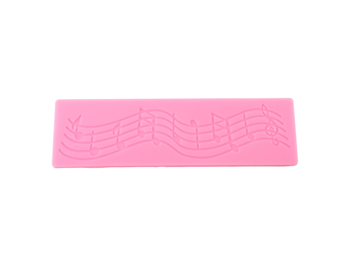 Molde de Silicona con Notas Musicales y Encaje para Decorar Pastel Rosa