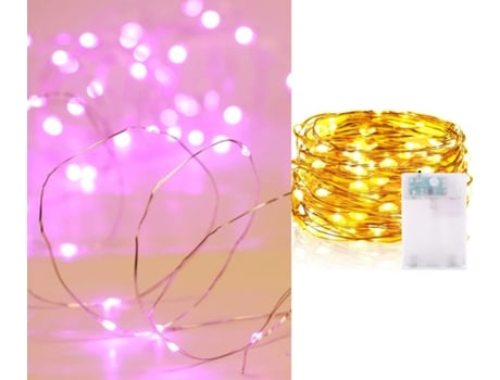 Guirnaldas Luces LED alambre de cobre Decoración Interior Varios Colores con Bateria 3AA 100LED 9.9M Rosa SELEOK