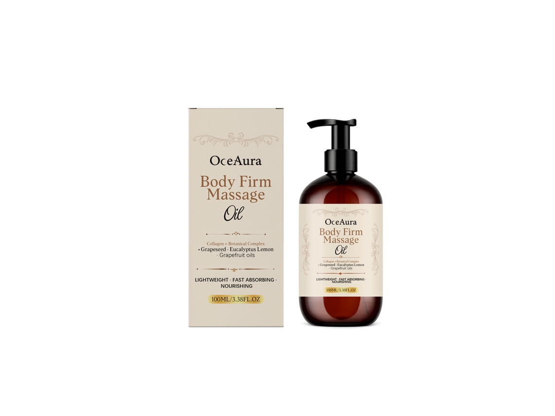 Aceite de masaje corporal suave Oceanaura que nutre la piel.