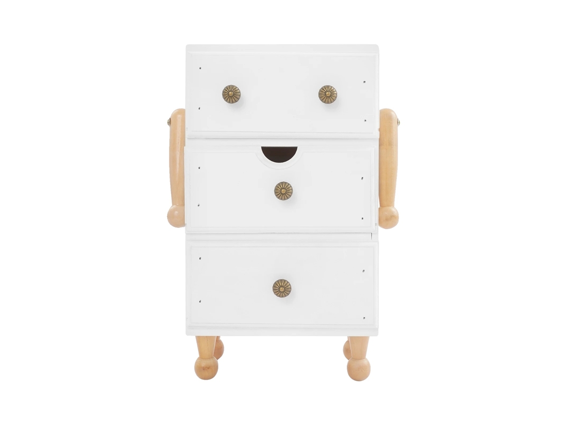 Gabinete de almacenamiento de madera de pino con diseño de 3 niveles, blanco (OEM)