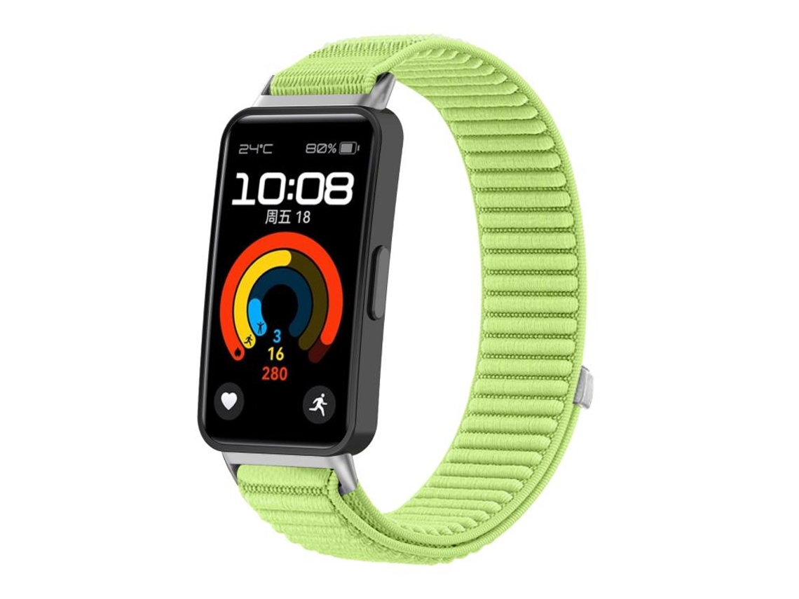 Pulsera para Honor Band 10/9 - Nylon trenzado - Cierre de velcro - Delicados brotes metálicos verdes