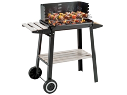 Barbacoa De Carbón Con Parrilla Ajustable, Estantes Y Ruedas, 83x37x87cm, Negra