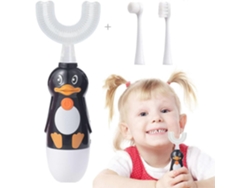 Cepillo de dientes infantil en forma de U de 360° para niños de 2 a 6 años, con tres cabezales redondos y estampado de pingüinos. GOKOCO