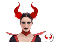 Diadema de Demonio largos con pelos rojos