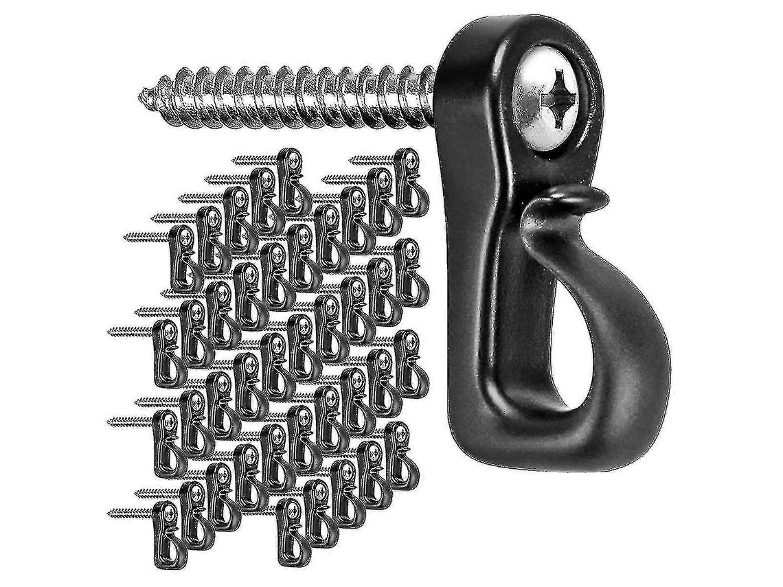 40 ganchos Q negros con tornillo para luces navideñas de exterior