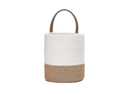 2026-maceta Colgante De Mimbre Blanco Para Pared, Canasta Tejida Con Asa De Cuero, 30x16cm, 1 Pieza