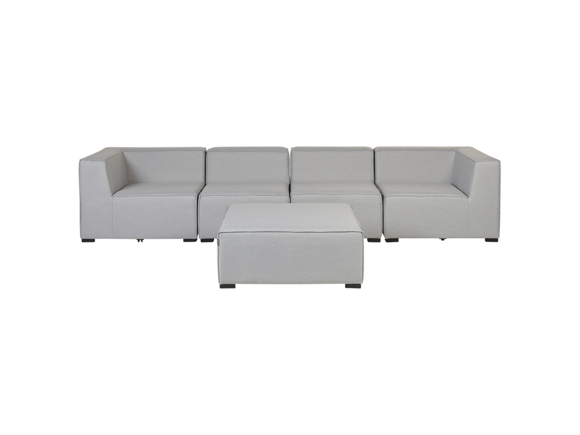 Sofá 4 plazas modular gris claro/negro con reposapiés BELIANI Arezzo