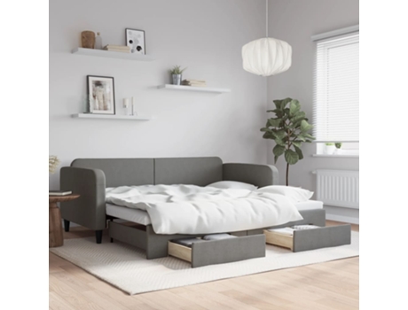 Cama con Cajones MAISON EXCLUSIVE Metal Tela Gris (90x200cm)