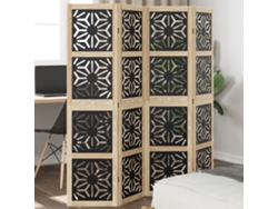 Biombo de 4 paneles de madera maciza de paulownia, marrón/negro, Wsd423410 Lovely Home