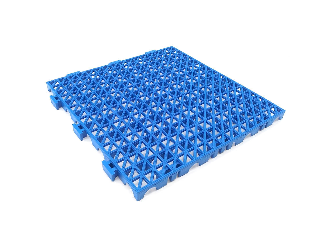 Paquete de 24 alfombrillas de PVC reforzado de 33x33x2 cm (≈2,6 m² - Azul) - Para piscinas, garajes, talleres, zonas húmedas, acceso de vehículos y lavaderos de coches.