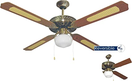 Ventilador De Techo bastilipo cartagena con luz e27 60 w cuero 132 x 47