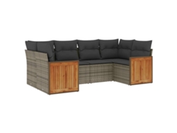 Conjunto 6 de muebles de jardín VIDAXL y cojines ratán sintético gris