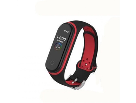 Correa de reloj con agujeros redondos de doble color con correa de muñeca con hebilla Correa de repuesto para XIAOMI MI Band 4 Negro rojo