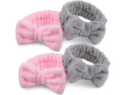 Conjunto De 4 Faixas De Cabelo Para Spa Em Fleece Coral Elástico, Tamanho Único.