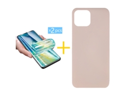 Pack 2 X Película de Vidrio Templado Hidrogel + Funda GANDY por Apple iPhone 16 Pro Silicona Líquida Rosa