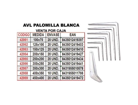 Avl palomilla blanca 150x125 1941-0 (caja 24 unidades)