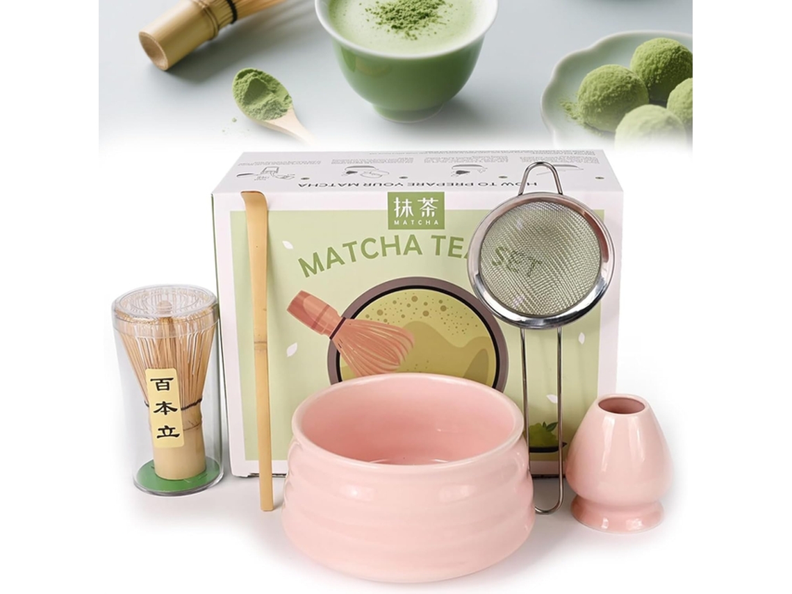 Set de Matcha de 5 piezas – Tazón rosa estilo Song – Batidor y utensilios Tommy01