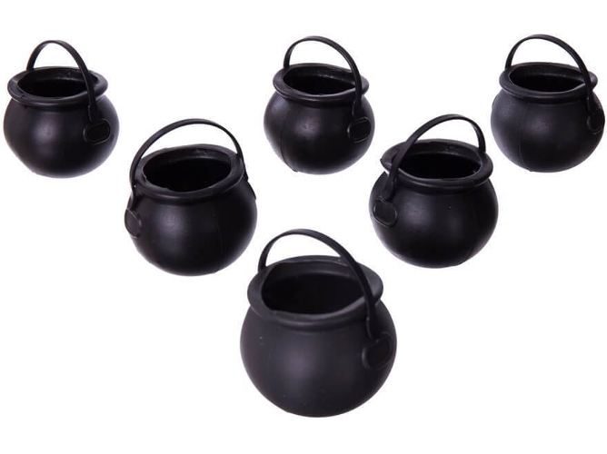 Cesta DISFRAZZES 6 Mini Calderos Negros (5 x 7 x 7 cm)