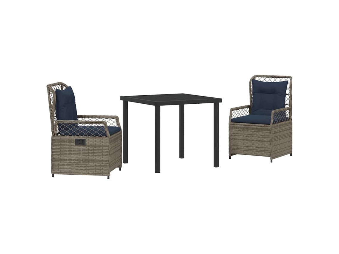 Maison Exclusive - Conjunto De Comedor De Jardín 3 Pcs Gris Ratán Sintético