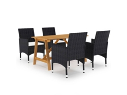 Juego de comedor de jardín negro de 2 piezas Dkd Home Decor